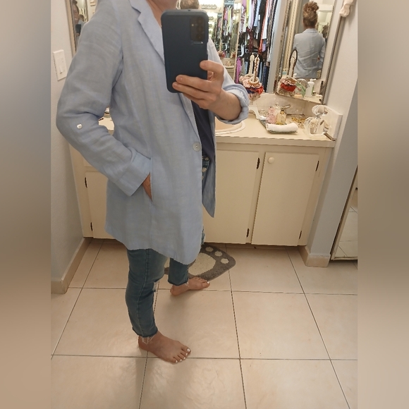 Special price! 100% Indian Linen  Baby Blue Blazer. - Picture 7 of 12